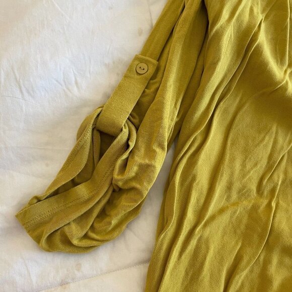 Joseph A Blouse Women Sz 1X Yellow Boho Chic Collar Roll Tab Dressy Smart Casual - Picture 4 of 10